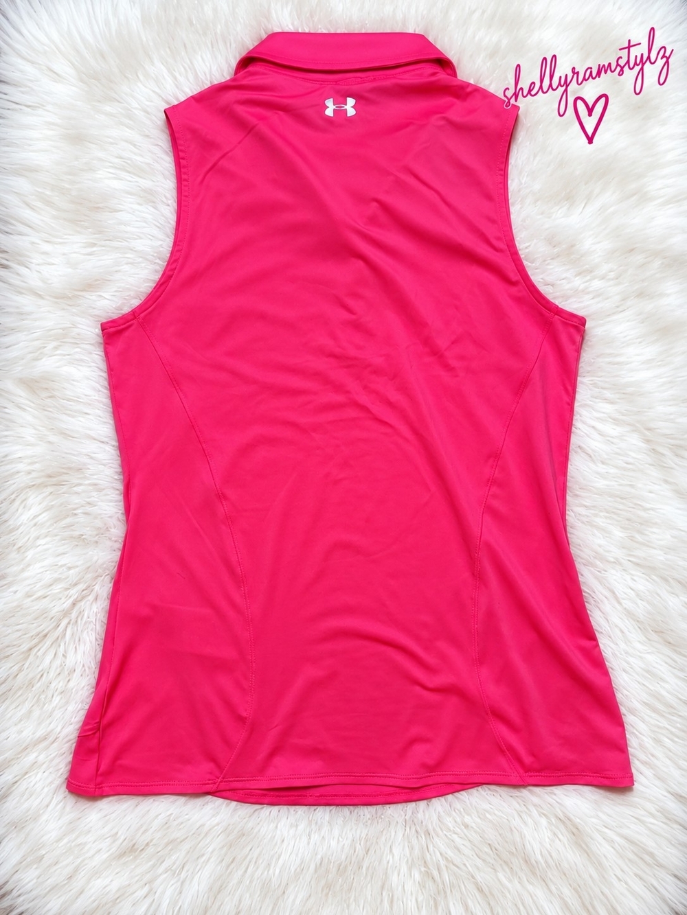 NWT Under Armour HeatGear Sleeveless Polo Golf Shirt Pink MD/M - Picture 3 of 4